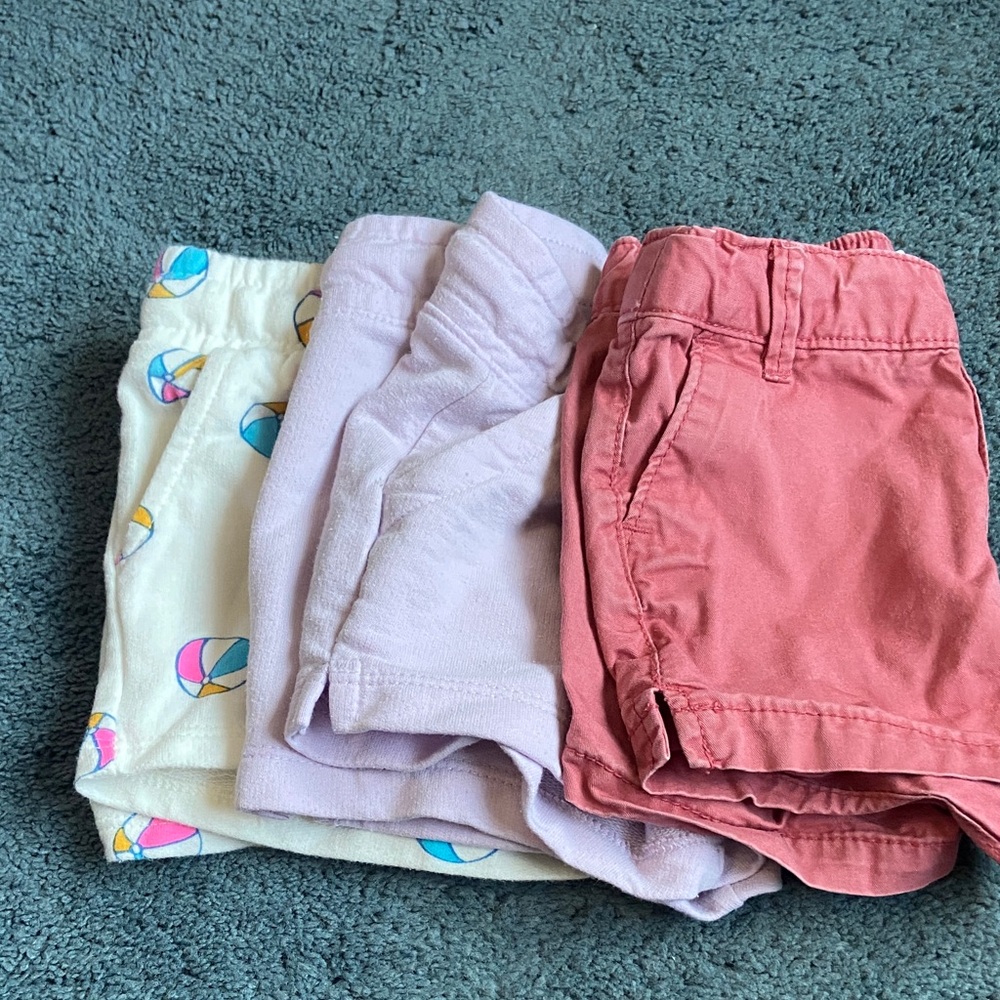 Set of Three Girls' Shorts - Pink, Purple, and Patterned